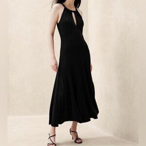 Banana Republic Black Halter Neck Knit Maxi Dress/NWT/PETITE XS
